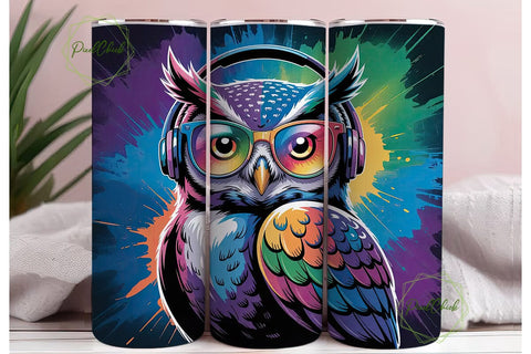 Rainbow Owl 20oz Tumbler Design Sublimation PixelChick 