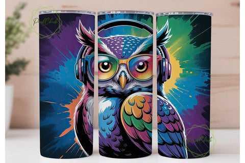 Rainbow Owl 20oz Tumbler Design Sublimation PixelChick 