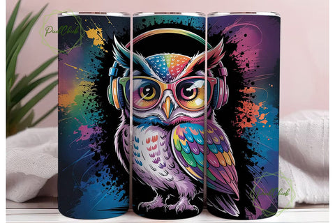 Rainbow Owl 20oz Tumbler Design Sublimation PixelChick 