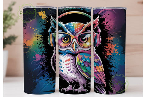 Rainbow Owl 20oz Tumbler Design Sublimation PixelChick 