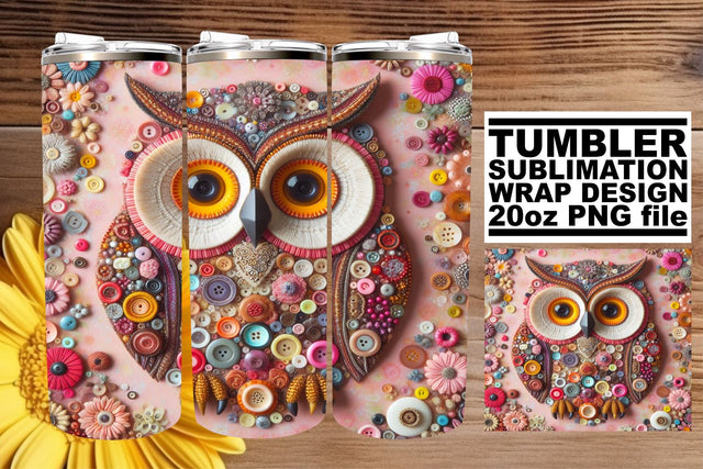 Rainbow Owl 3D Tumbler Wrap: Add a Pop of Color to Your Cup Sublimation afrosvg 