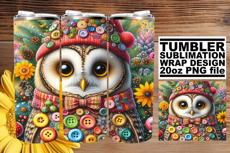 Rainbow Owl 3D Tumbler Wrap: Color Explosion Sublimation afrosvg 