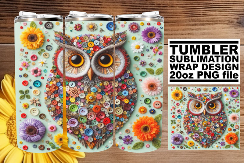 Rainbow Owl 3D Tumbler Wrap: Spectrum of Colors Sublimation afrosvg 