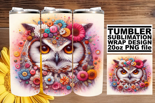 Rainbow Owl 3D Tumbler Wrap: Vibrant Charm Sublimation afrosvg 