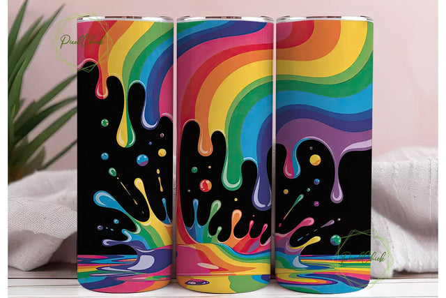 Rainbow Paint Splatter 20oz Tumbler Wrap Sublimation PixelChick 