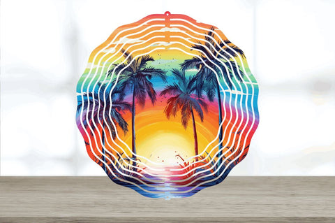 Rainbow Palm Trees Wind Spinner Sublimation Regulrcrative 