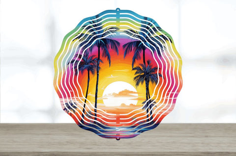 Rainbow Palm Trees Wind Spinner Sublimation Regulrcrative 
