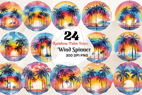 Rainbow Palm Trees Wind Spinner Sublimation Regulrcrative 