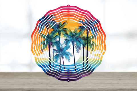 Rainbow Palm Trees Wind Spinner Sublimation Regulrcrative 