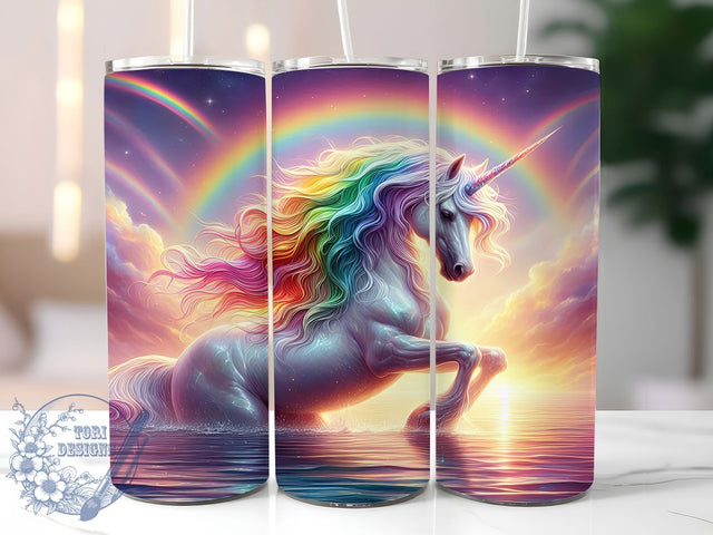 Rainbow Pastel Unicorn Fantasy Tumbler, Serene Fantasy Wrap, 20oz Tumbler Sublimation, Pastel Unicorn Design, Mystical Horse Art, Dreamy Magical Tumbler, Whimsical Fairy Tale Wrap Sublimation ToriDesigns 