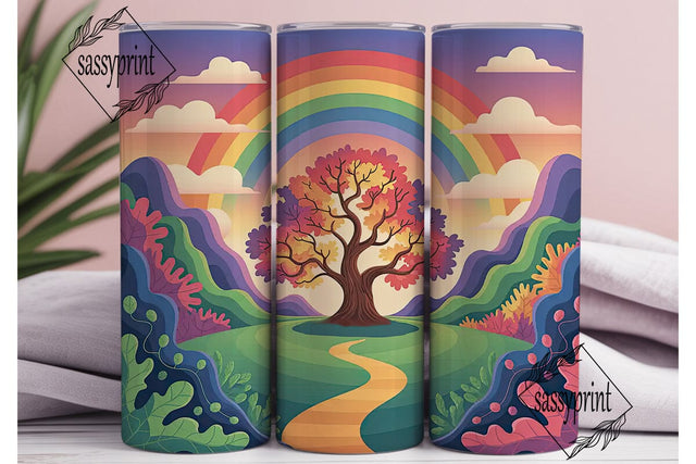 Rainbow Path Sunset 20oz Tumbler Wrap Sublimation sassyprint 