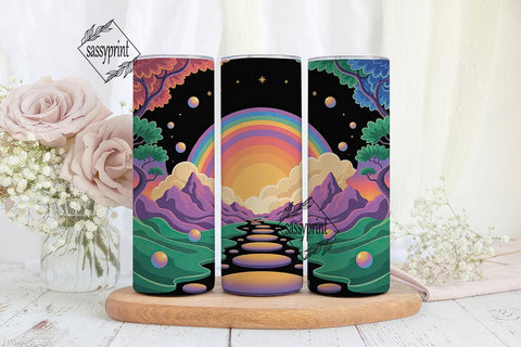 Rainbow Path Sunset 20oz Tumbler Wrap Sublimation sassyprint 