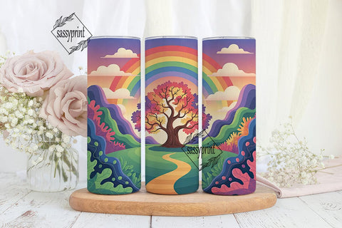 Rainbow Path Sunset 20oz Tumbler Wrap Sublimation sassyprint 