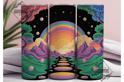 Rainbow Path Sunset 20oz Tumbler Wrap Sublimation sassyprint 