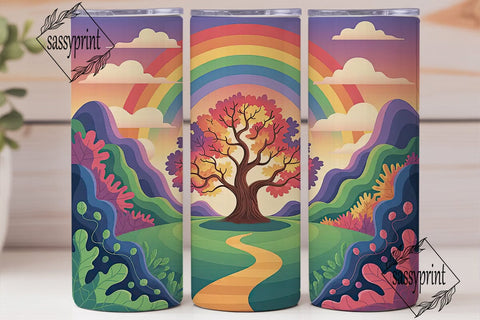 Rainbow Path Sunset 20oz Tumbler Wrap Sublimation sassyprint 