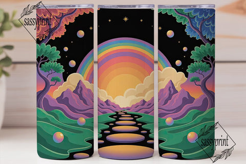 Rainbow Path Sunset 20oz Tumbler Wrap Sublimation sassyprint 