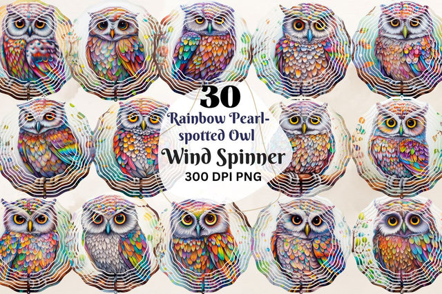 Rainbow Pearl-spotted Owl Wind Spinner Sublimation Bundle Sublimation Regulrcrative 