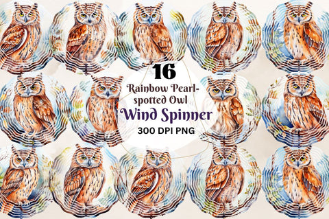 Rainbow Pearl-spotted Owl Wind Spinner Sublimation Bundle Sublimation Regulrcrative 