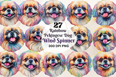 Rainbow Pekingese Dog Wind Spinner Sublimation Bundle Sublimation Regulrcrative 