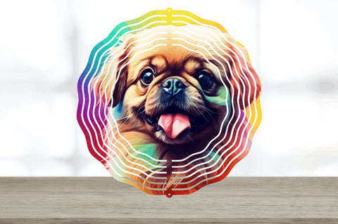 Rainbow Pekingese Dog Wind Spinner Sublimation Regulrcrative 