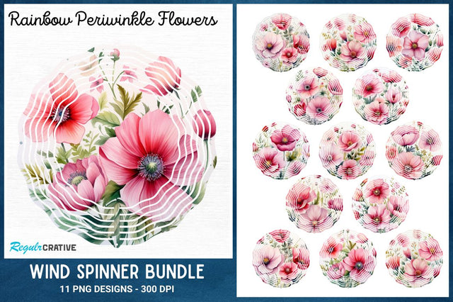 Rainbow Periwinkle Flowers Wind Spinner Sublimation Bundle Sublimation Regulrcrative 