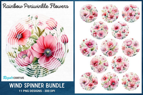 Rainbow Periwinkle Flowers Wind Spinner Sublimation Bundle Sublimation Regulrcrative 