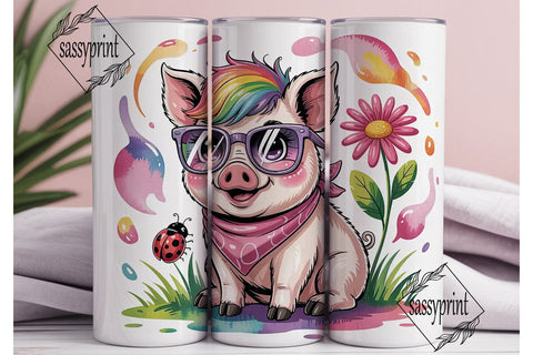 Rainbow Pig 20oz Tumbler Wrap Sublimation sassyprint 