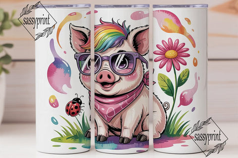 Rainbow Pig 20oz Tumbler Wrap Sublimation sassyprint 