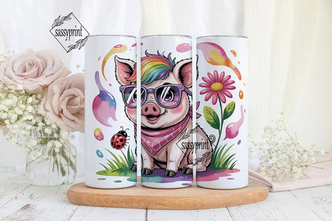 Rainbow Pig 20oz Tumbler Wrap Sublimation sassyprint 