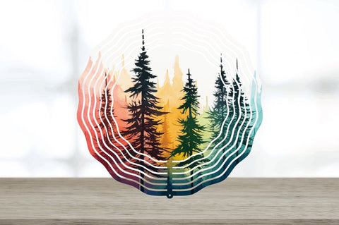 Rainbow Pine Trees Wind Spinner Sublimation Regulrcrative 