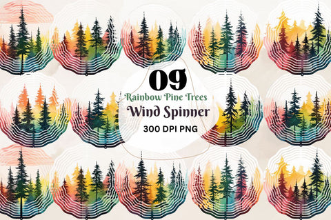 Rainbow Pine Trees Wind Spinner Sublimation Regulrcrative 