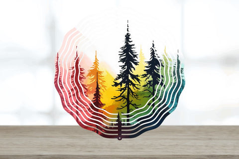 Rainbow Pine Trees Wind Spinner Sublimation Regulrcrative 