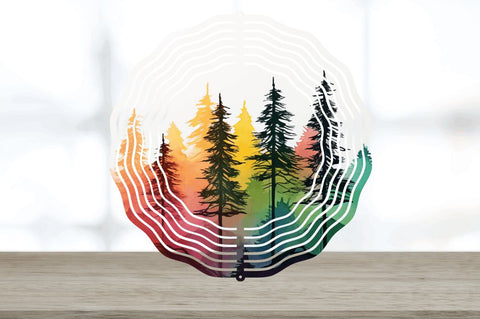 Rainbow Pine Trees Wind Spinner Sublimation Regulrcrative 