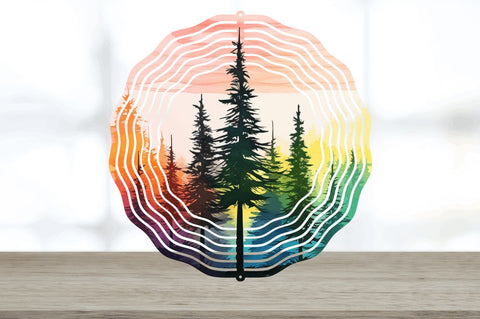 Rainbow Pine Trees Wind Spinner Sublimation Regulrcrative 