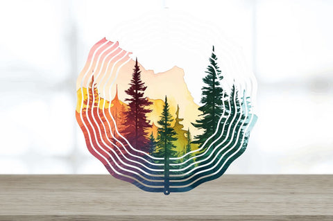 Rainbow Pine Trees Wind Spinner Sublimation Regulrcrative 