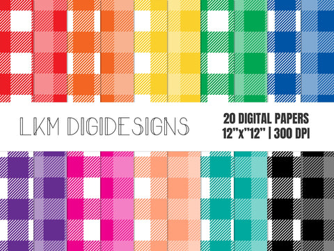 Rainbow Plaid Digital Paper Pack Digital Pattern LKM DigiDesigns 