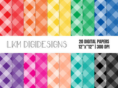 Rainbow Plaid Digital Paper Pack Digital Pattern LKM DigiDesigns 