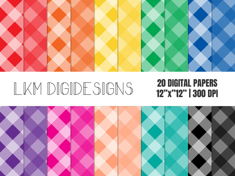 Rainbow Plaid Digital Paper Pack Digital Pattern LKM DigiDesigns 