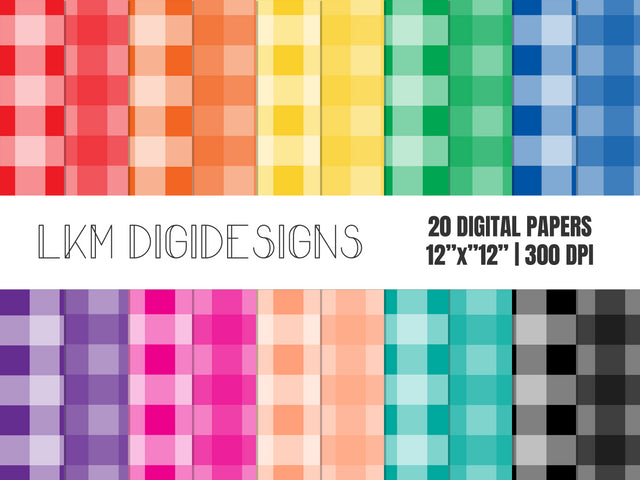 Rainbow Plaid Paper Pack Digital Pattern LKM DigiDesigns 