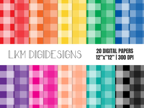 Rainbow Plaid Paper Pack Digital Pattern LKM DigiDesigns 