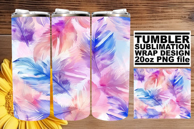 Rainbow Plume Delight Tumbler Wrap Sublimation 20oz Sublimation afrosvg 