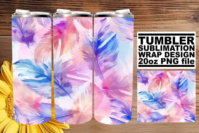 Rainbow Plume Delight Tumbler Wrap Sublimation 20oz Sublimation afrosvg 