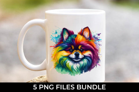 Rainbow Pomeranian Dog Watercolor Bundle Sublimation Free For Commercial Use Sublimation Sintegra 
