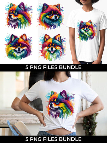 Rainbow Pomeranian Dog Watercolor Bundle Sublimation Free For Commercial Use Sublimation Sintegra 