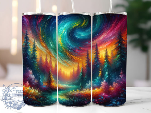 Rainbow Pride Aurora Tumbler Wrap, Aurora Borealis Wrap, Northern Lights Tumbler, Rainbow Sky Tumbler, Pride Night Tumbler, Colorful Sky Design, 20oz Pride Tumbler Sublimation ToriDesigns 
