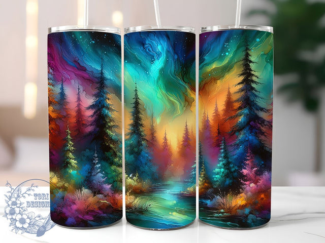 Rainbow Pride Aurora Tumbler Wrap, Aurora Borealis Wrap, Northern Lights Tumbler, Rainbow Sky Tumbler, Pride Night Tumbler, Colorful Sky Design, 20oz Pride Tumbler Sublimation ToriDesigns 
