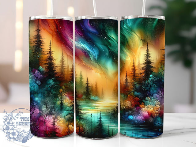 Rainbow Pride Aurora Tumbler Wrap, Aurora Borealis Wrap, Northern Lights Tumbler, Rainbow Sky Tumbler, Pride Night Tumbler, Colorful Sky Design, 20oz Pride Tumbler Sublimation ToriDesigns 