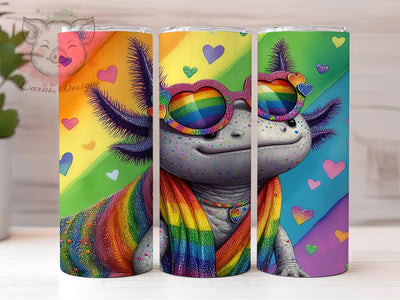 Rainbow Pride Axolotl Tumbler Wrap, LGBT Tumbler Wrap, 20oz Pride Wrap, Axolotl Sublimation Design, Rainbow Tumbler Wrap, Cute Pride Tumbler, Pride Month Animal Sublimation Lara' s Designs 