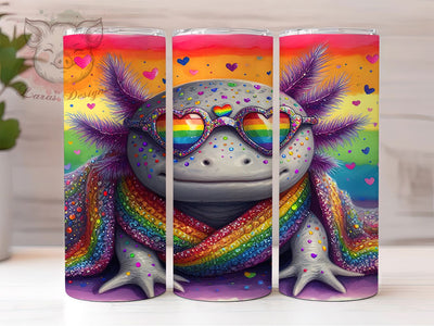 Rainbow Pride Axolotl Tumbler Wrap, LGBT Tumbler Wrap, 20oz Pride Wrap, Axolotl Sublimation Design, Rainbow Tumbler Wrap, Cute Pride Tumbler, Pride Month Animal Sublimation Lara' s Designs 