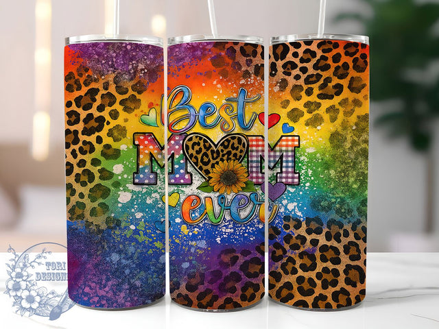 Rainbow Pride Best Mom Ever Tumbler Wrap, Mothers Day Pride Tumbler, Best Mom Ever Cup, Rainbow Mom Tumbler, LGBTQ Mom Gift, 20Oz Tumbler Wrap, Sublimation Pride Tumbler Sublimation ToriDesigns 